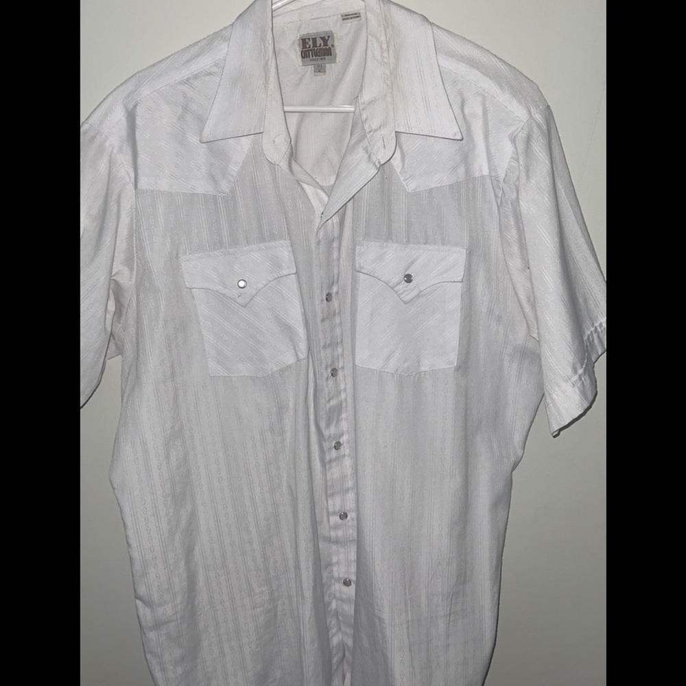 White short sleeve button down